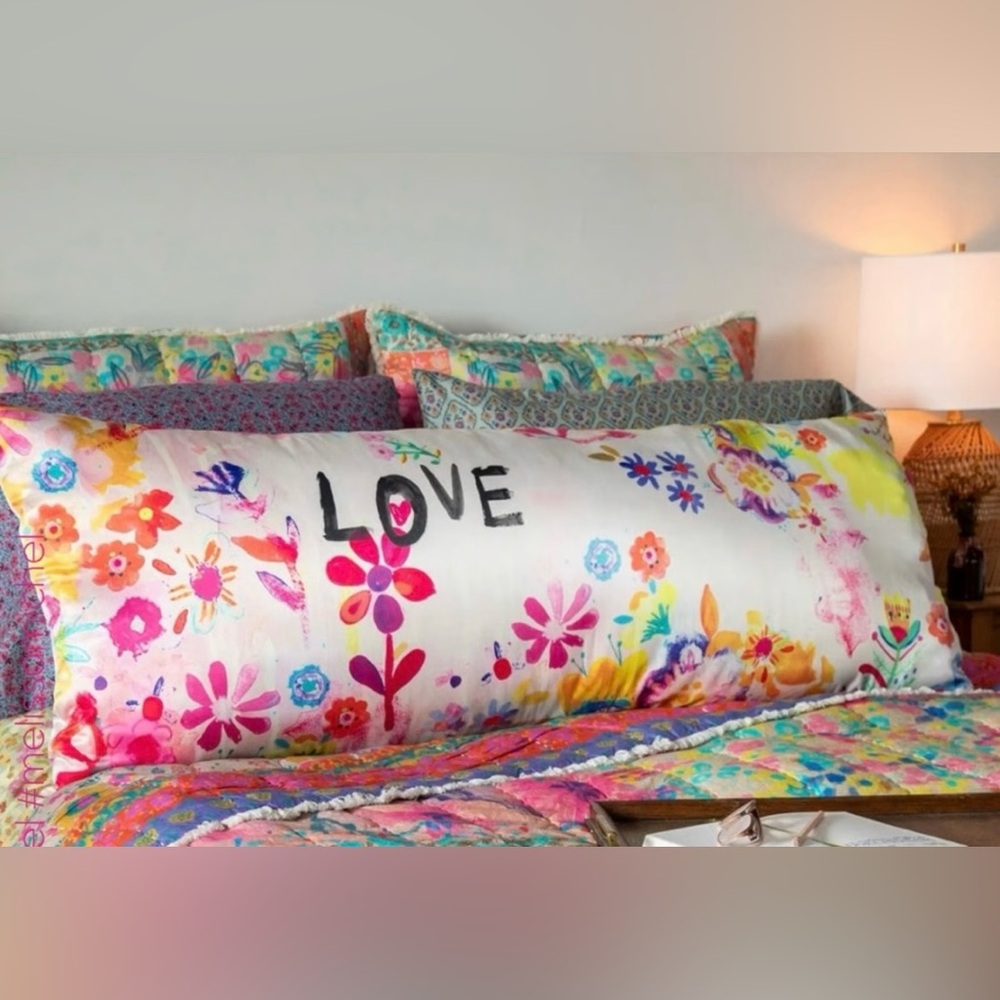 Body Pillow Satin Floral Love Pillowcase / Never Used